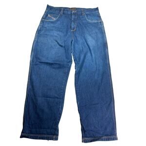 FUBU Men’s 38 Baggy Wide Leg Jeans Y2K Hip Hop Varsity Collection Denim